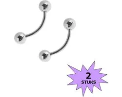 Fako Bijoux® - Piercing pour les sourcils - 3mm - Argenté - 2 pièces