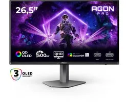 AOC AGON PRO AG276QKD2 - QHD QD-OLED Gaming Monitor - 500hz - HDR500 - HDMI 2.1 - DP 2.1 - 27 inch