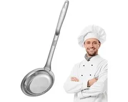 2 stuks Keuken Strainer - Zeef Skimmer Lepel - Premium Fine Mesh Zeef - Pasta Zeef - Olie Lepel - Bloem Zeef - Easy Grip Handvat - Lange Handgreep - Voor Olie, Vet en Schuim Afscheiden - Kitchen Tools - 28cm