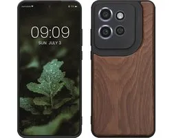 kwmobile coque de téléphone compatible avec Motorola Edge 50 Neo / ThinkPhone 25 - Coque avec pare-chocs en marron foncé - Coque arrière - Bois