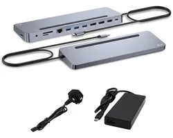 USB-C Metal Ergonomic 3x 4K Display Docking Station with Power Delivery 100 W + i-tec Universal Charger 100 W