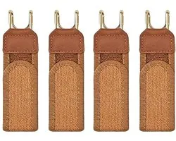 Gesploze Riem - 4 Stuks - Taillegesp - Nylon en metaal - Klittenband - Elastische Riemen - Broekriem Zonder Gesp - Rekbare Broekriem - Verstelbare Gesploze Riemhaak - Unisex - Voor broeken, jeans, vrijetijdskleding en werkkleding - 15*3.8cm - Bruin