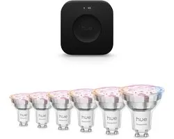 Kit de démarrage Philips Hue - GU10 - avec 6 spots - Lumière blanche et colorée - Avec Hue Bridge Pro - Hue White and Color Ambiance Essentials