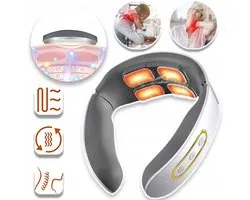 Elektrische Nekmassage Apparaat - 4 Diep Kneed Knoppen 42°C Warmtetherapie - 6 Massagestanden 9 Niveaus Automatische Timer Draagbaar - Voor Pijnverlichting En Ontspanning - Wit