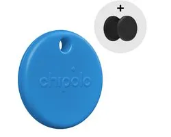 Chipolo POP Bluetooth Tracker - Blauw + Sticker Mount IP67 – Werkt met Apple Find My & Android Find My Device – 120 dB – Sleutelvinder & Fiets Tracker