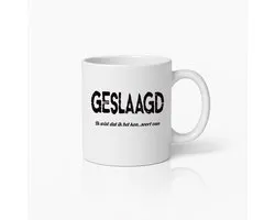 Afstudeer Viering Mok – “Geslaagd, Ik Wist Dat Ik Het Kon… Soort Van” – Leuk Cadeau Voor Afgestudeerden – Witte Keramische Koffiemok – 330ml