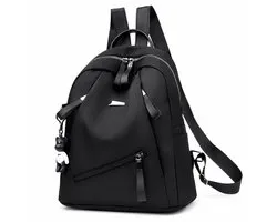 VHV-Damesrugzak van Nylon - Stijlvolle Casual Backpack voor Reizen en School - Lichtgewicht en Ruime Tas - Moderne Dagrugzak voor Dames - Zwart - Premium Design