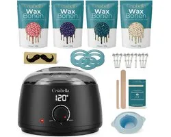 Cerabella Wax Apparaat - Ensemble d'épilation pour utilisation à domicile - Ensemble complet - Chauffe-perles de cire - Wax Beans Heater - Noir