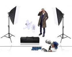 2Pcs Lampe de Studio Incl. 2x Sac, 2x Lampe et 2x Trépied 210cm - Kit' Siècle des Lumières Studio Photo, Système de Support d'Arrière-Plan Boîte souple Trépied Parapluie - Lampe photo softbox photographie - 2Pcs Lampe Studio - Fairco