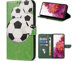 Geschikt Voor Samsung Galaxy S23 FE Hoesje - Solidenz Bookcase S23 FE - Telefoonhoesje S23 FE - S23 FE Case Met Pasjeshouder - Soccer - Cover Hoes - S23FE - Voetbal