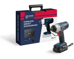 Wolfgang Accu Slagschroevendraaier - Elektrische Slagschroefmachine - Draadloos - 20 V - Impact Schroevendraaier - Incl. Oplader, Accu en Opbergkoffer