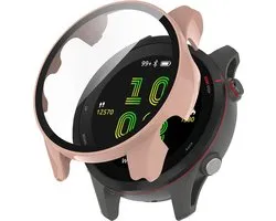 Watch case screenprotector - hoesje - gehard glas - geschikt voor Garmin Forerunner 255 - roze