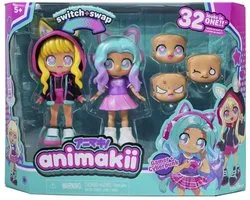 Bandai - Animakii Cyberpunk & Gamer - Aanpasbare poppenset - 1 pop, 4 gezichten, 2 kapsels, 2 outfits, 2 paar schoenen - creatief speelgoed 5+ jaar - HEA26350