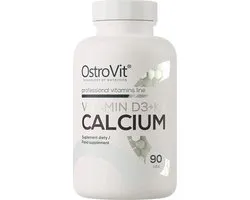 Vitaminen - Vitamin D3 + K2 + Calcium 90 Tablets OstroVit - + BeBulk Nutrition Pillendoos