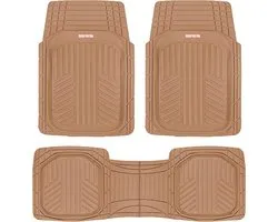 Motor Trend FlexTough Plus grijze rubberen vloermatten voor auto's, auto's, auto's, auto's, auto's, vrachtwagens, SUV's, zware bekleding om te passen, voor en achter