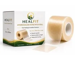 Healfit - Hydrocolloid Acne Patch Roll - Pimple Patch op Rol - Waterproof - Transparant & Op Maat Knipbaar - 5cm x 5m
