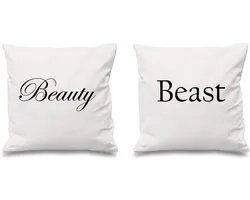 60 Second Makeover Limited Beauty and the Beast Wit Kussensloop 16" x 16" Kussens voor Slaapkamer Decoratie