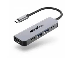Minolux® Pro - USB-C 5-in-1 Hub - Docking station- 4K HDMI - 100W Power Delivery - 2x USB 3.0 & USB-C (MacBook/Laptop Adapter)