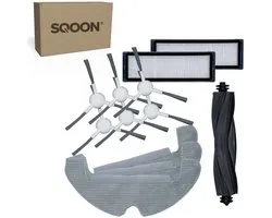 SQOON® kit de remplacement adapté pour Dreame D10 Plus Gen2 - Kit d'entretien de 12 pièces pour robot aspirateur