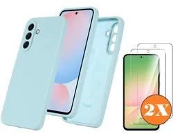 Coque compatible avec Samsung Galaxy A56 Coque silicone vert menthe siliconen hoesje TPU - avec film protecteur d'écran Samsung A56 - 2 pièces