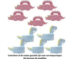 5 Stegosaurus en 5 T-Rex Dinosaurus Doosjes - 10x groen - 8 x 4 x 3.7 cm - Karton - Traktatie - Verjaardag - Feestje - Cadeautje - Cookie - Snoep - Dinosaur - Dino - Tyrannosaurus rex