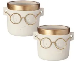 Pot de fleurs avec verres Harry, lot de 2 pièces de dimensions 7x7,5cm