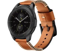 Strap-it Smartwatch bandje 22mm leer - stitched leren band geschikt voor Samsung Galaxy Watch 1 46mm / 3 45mm / Gear Sport - Polar Vantage M / Grit X - Huawei Watch GT 1/2/3/4/5 - 46mm - Amazfit GTR 2/3/4 - Fossil Gen 5 (bruin)
