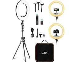 LURK® Ringlamp set PRO 18 inch - Verstelbaar statief & afstandsbediening | Selfie Ringlight voor Telefoon | Ring Light | Geschikt voor Iphone & Samsung