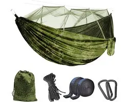 Kampeerhangmat met klamboe, Uplayteck draagbare dubbele / enkele reishangmat insectennet 210D nylon hangmatschommel voor achtertuin, tuin, kamperen, backpacken, survivalreizen