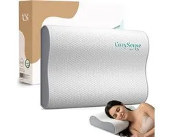 CozySense® Hoofdkussen - Orthopedisch Pillow - Ergonomisch Kussen - Traagschuim Slaapkussen - Incl. Kussensloop & Draagtas - Zachte Hardheid - voor Zij, Buik en Rug Slapers