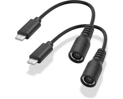 DC8020 naar USB-C Kabel 20CM - 2 stuks - Met ingebouwde chip - Ideaal voor Jackery 100Plus, 240Plus en 300Plus - Vemera