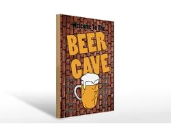 Holzschild Hinweis 30x40 cm Welcome to the Beer Cave Deko Schild