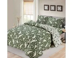 Bed Glow & Apparel – Parure de Couette 2 Personnes 200x200 cm avec 2 Taies d'Oreiller 60x70 cm – 100% flanelle – Vert