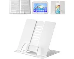NTHProducts - Metal Book Stand - Verstelbare Boekstandaard - Multifunctioneel en Draagbaar - Wit - Ideaal voor Kookboeken en Tablets - Geschikt voor Ki...