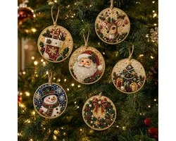 6 Stuks Kerst Diamond Painting Hanger - Kerst Diy Suncatcher - Diamond Painting Kersthanger - Diy Diamond Art Kit - Kerstornamenten - Kerstdecoratieset - Complete Set Accessoires - Voor kerstboom, Deur, Raam en Muur