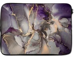 Laptophoes - Paars - Luxe - Goud - Marmer print look - Laptop case - Design - Laptop sleeve - Abstract - 14 Inch - Back to school spullen - Schoolspullen jongens en meisjes middelbare school - Macbook air hoes - Chromebook sleeve