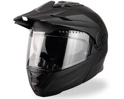 Casque d'enduro VINZ Prado avec visière solaire | Casque système, casque moto et casque cross | Homologué ECE 22.06 | Convient aux motos, scooters et cyclomoteurs | Sac de rangement inclus - Noir Zwart - M