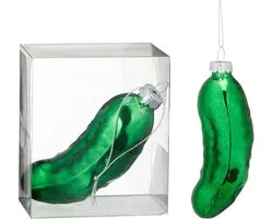 Kersthanger augurk - groen - 11 cm - glas - kerstornament - augurken figuurtje - kerstversiering - kerstboomversiering