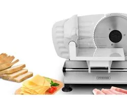 Kitchencook SLICE I - Elektrische Snijmachine - 150W - RVS Mes 17cm - Instelbare Dikte 0-15mm - Inox