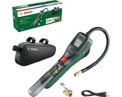 Bosch EasyPump - Gonfleur de pneu portable - Comprend une aiguille à bille, une valve Presta - un adaptateur volube - Câble de chargement USB - Sac en coton - Mamelon de pompe à pneu - Sac de rangement pour vélo