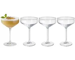 Excellent Houseware Martini glazen - 4x stuks - glas - 300ml - met streep - martini glas - cocktailglazen