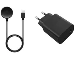 Strap-it USB-C oplaadkabel + Adapter - geschikt voor Samsung Galaxy Watch 7 / Galaxy Watch 6 / 6 Classic / Galaxy Watch 5 / 5 Pro / Galaxy Watch 4 / 4 Classic / Galaxy Watch 3 / Galaxy Watch Active / Active 2 / FE / Galaxy Watch Ultra / Ultra 2025