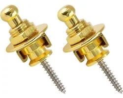 2 x Fixations pour sangles dorés pour guitare - Strap Locks - Or - Verrouillage de sangle de guitare - Verrouillage de sangle de guitare - Bloc de sangle de guitare - Fixation Strappin - Bouton de bloc de sangle - 2 pièces