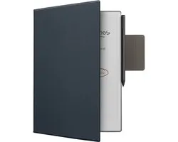 kwmobile e-reader hoesje geschikt voor Remarkable Paper Pro hoes - E reader case met geïntegreerde penhouder - Kunstleren ereader cover in donkerblauw