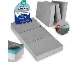 Beautissu VS95 Premium Opvouwbaar Matras XL 100X200cm Extra Dik 14cm Traagschuim Vouwmatras H3 Wasbar Eenvoudig Transport Grijs