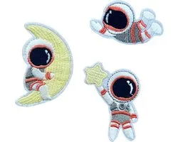 Astronaut Ruimte strijk embleem - patch - patches - stof & strijk applicatie [carnaval] [set]