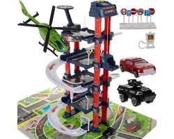 Parkeergarage 4 Verdiepingen met Auto Lift - Speelmat - Helicopter Platform - Verkeersborden