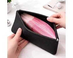 Lange Portemonnee PU Leer – Wallet met Rits & Magnetische Sluiting – Reis Organizer voor Geld, Pasjes & Paspoort – Minimalistische Clutch Portemonnee – Zwart