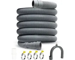 Storystore Drain hose extension, 2 m, universal washing machine hose, extension with bracket, connecting piece and - ShopVlot