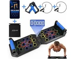 JOGYM® - Push Up Bord - Push Up Bar - Opdruksteunen - Push Up Board - Opdruk Bord - Weerstandsbanden en Elektronische Teller - Parallettes - Inclusief E-book Met 20+ Oefeningen - Grips - Bars - Fitness - Sport spullen - Krachttraining
